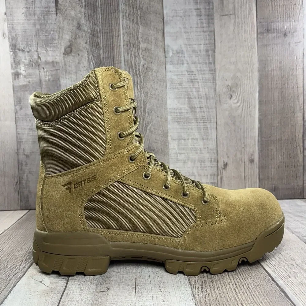 Bates Tac Sport Mens Size 9 Tactical Duty Suede Boots 8 Inch Zip Soft Toe Coyote